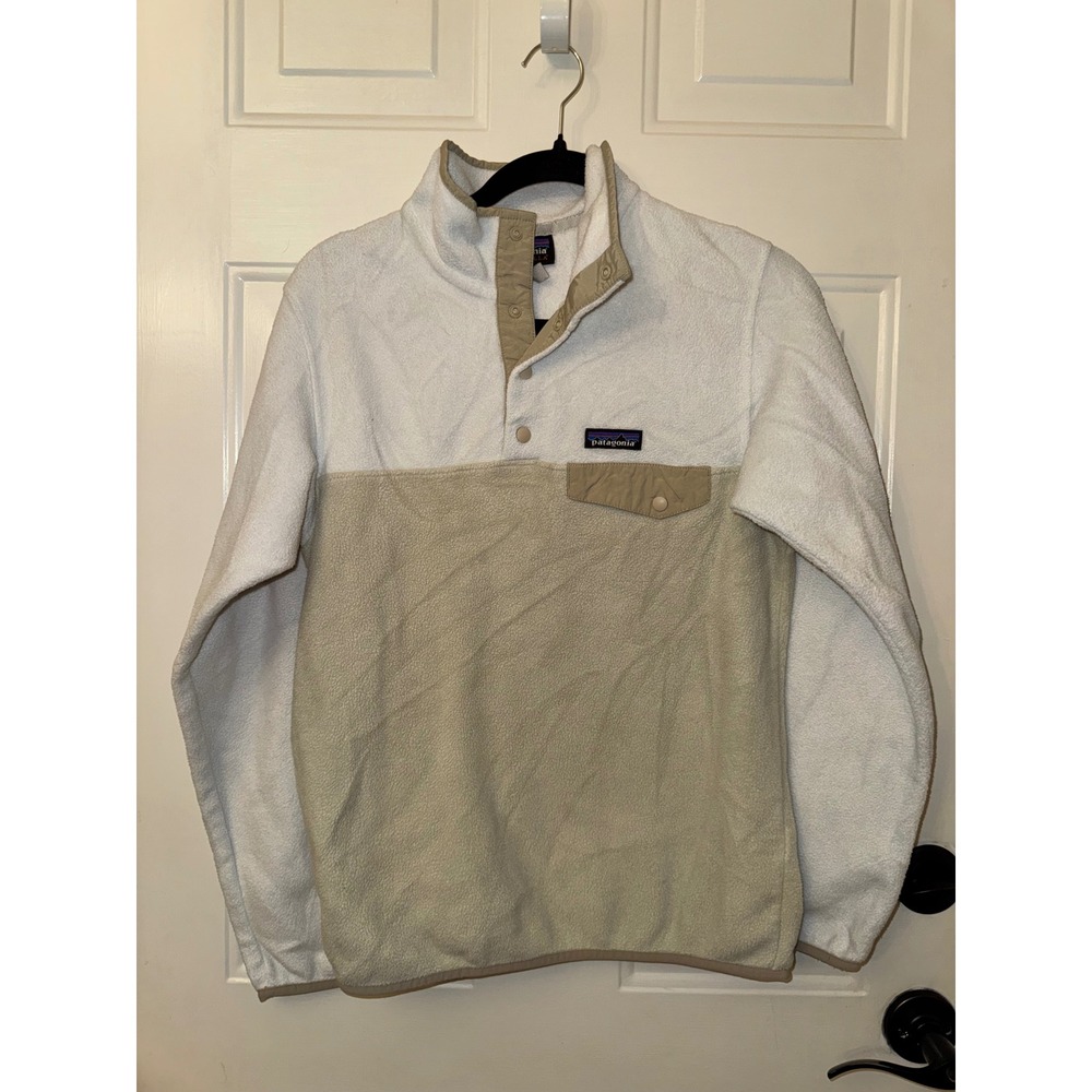 Patagonia Synchilla Snap-T Fleece Pullover Cream Tan Small Women Mens